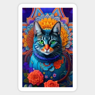 Mandala flower Cat Sticker